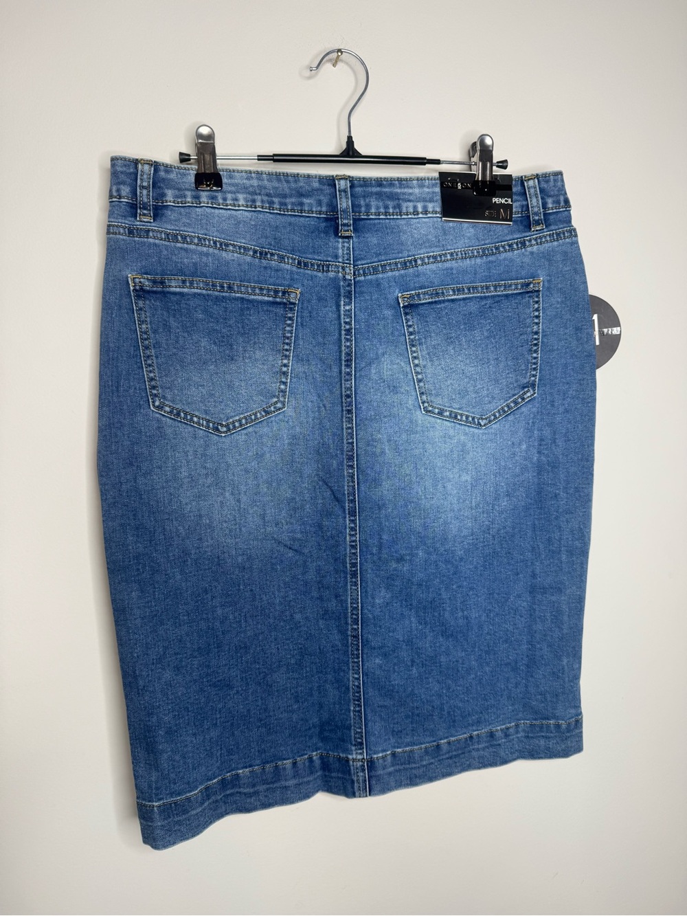 Front Button Blue Denim Pencil Skirt - Picture 5 of 8